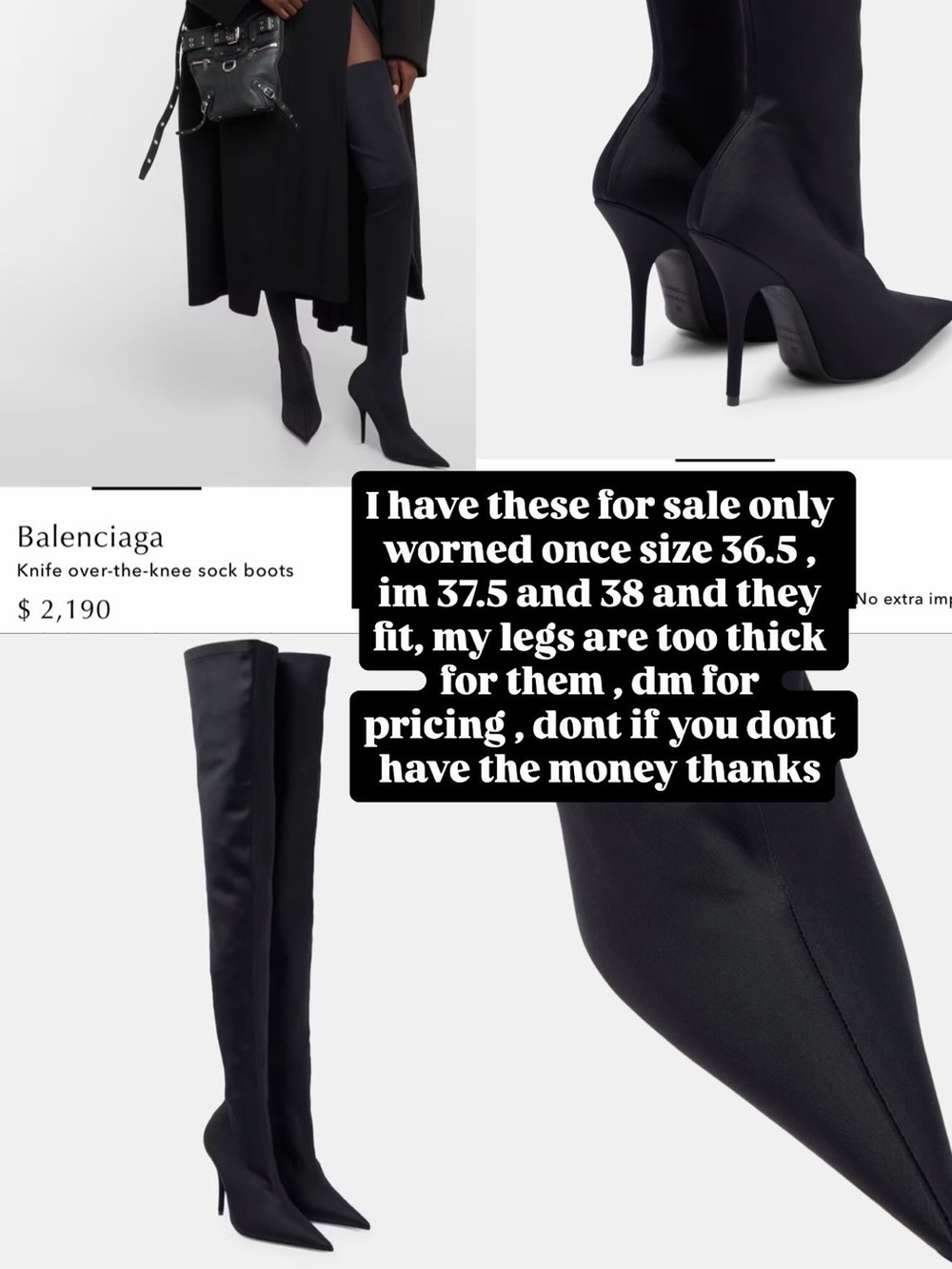 Balenciaga Black Over-the-Knee Knife Sock Boots